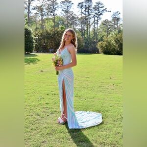 Ashley Lauren Strapless Multi/Ivory Floral Sequin Prom Dress Style 11236
